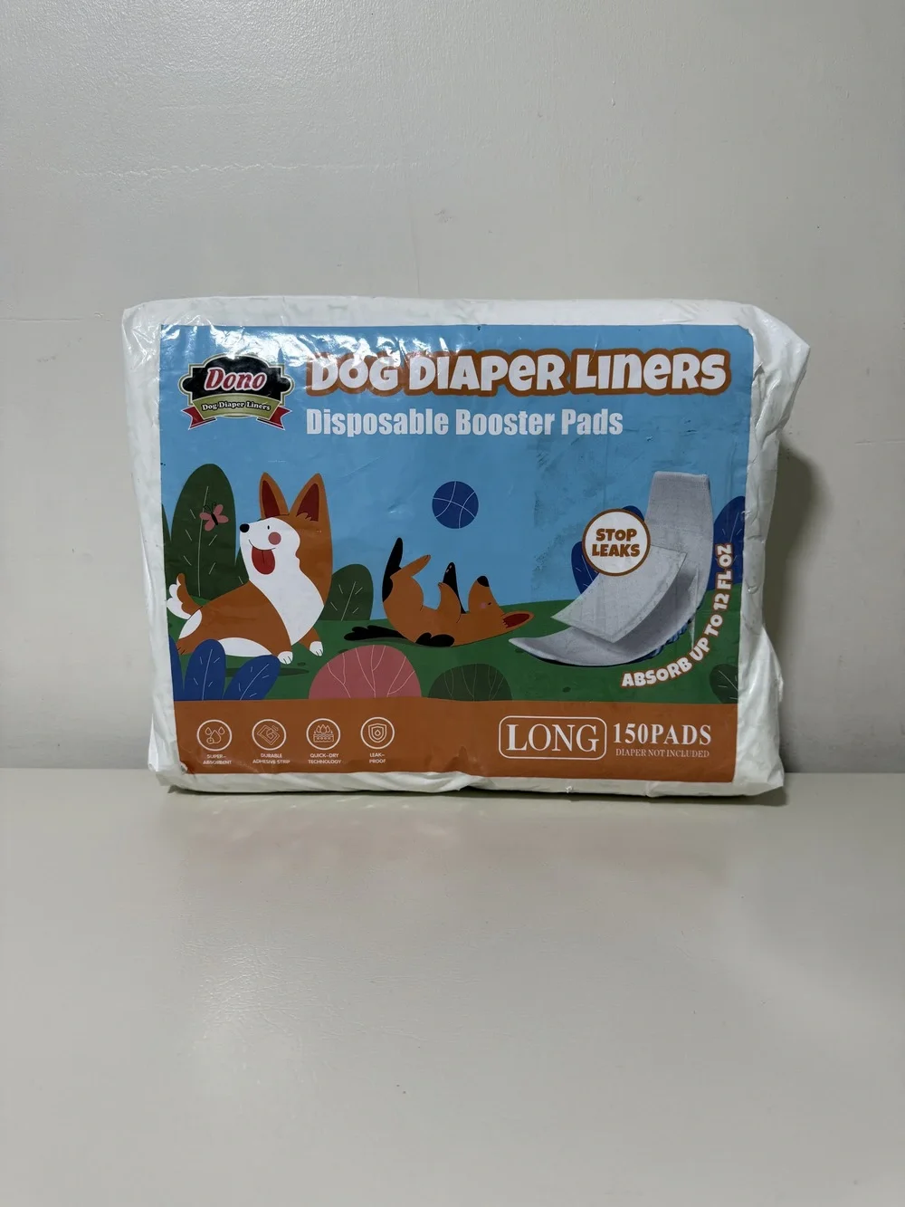 Dog Diaper Liners Long 150 ct Disposable Booster Pads Male Female Dogs
